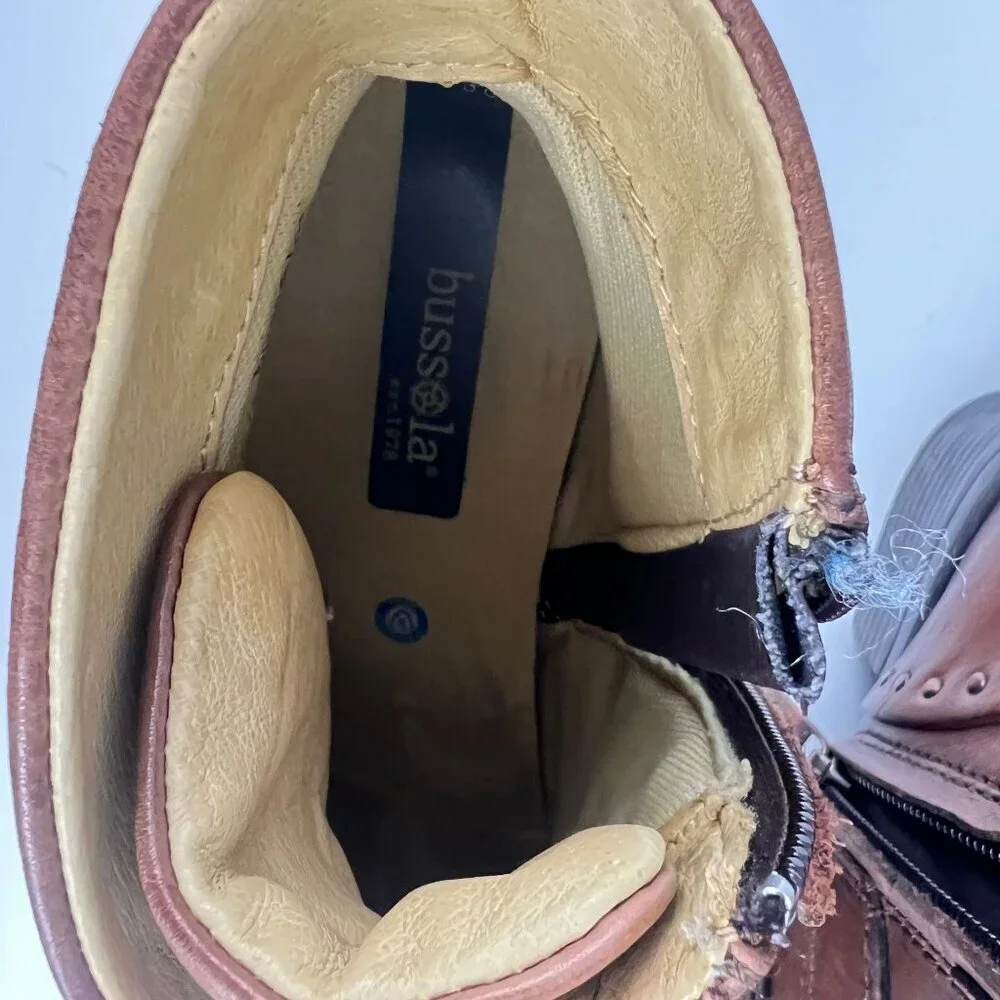 Bussola Ankle Boots 3 Strap‎ Booties Antique Brown Size 39 8/8.5 M